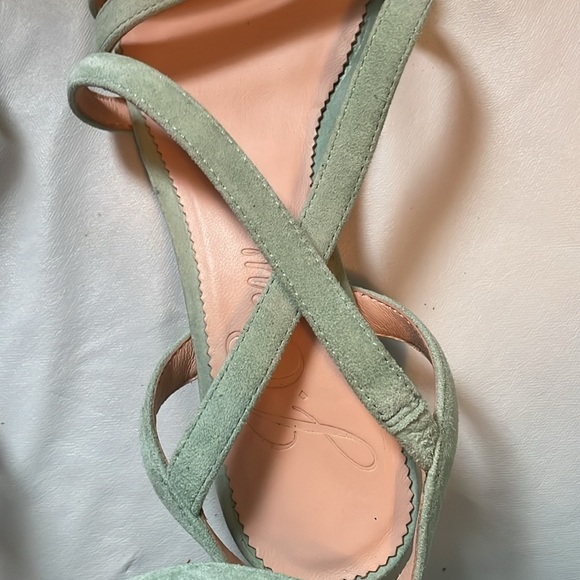 J. Crew Seafoam Green Suede Leather Strappy Heeled Sandals size 7 - Picture 13 of 16